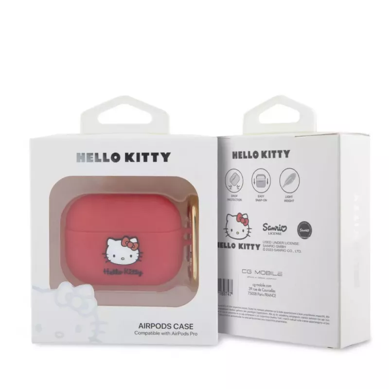 Hello Kitty Apple AirPods Pro hoesje siliconen 3D Kitty Head rood