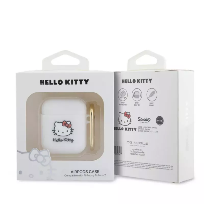 Hello Kitty HKA23DKHSH Siliconen 3D Kitty Head Case voor Apple AirPods 1/2 - wit