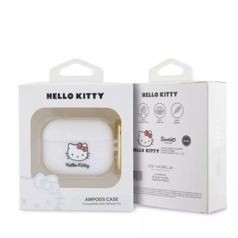 Hello Kitty Apple AirPods Pro hoesje siliconen 3D Kitty Head wit