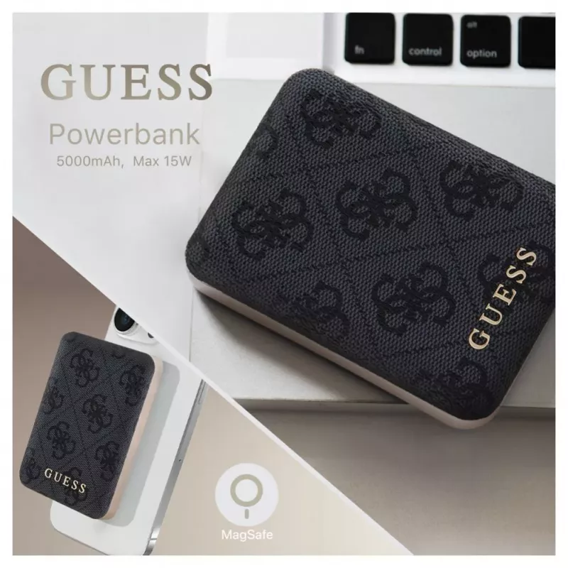 Guess Powerbank MagSafe 5000mAh 4G PU zwart