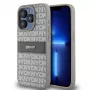DKNY PU Leather Repeat Pattern Tonal Stripe Case voor iPhone 15 Pro beige