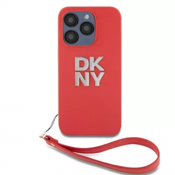 DKNY Apple iPhone 15 Pro Max PU Leder Stack Logo polsband hoes rood