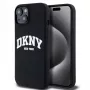 DKNY Apple iPhone 15 hardcase Liquid Silicone White Printed Logo MagSafe zwart