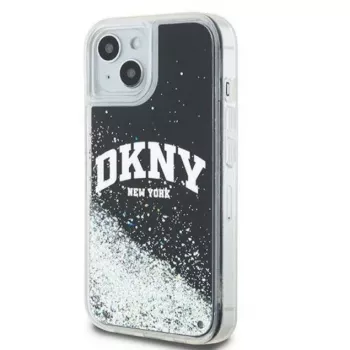 DKNY Apple iPhone 15 Hardcase Liquid Glitter Big Logo zwart