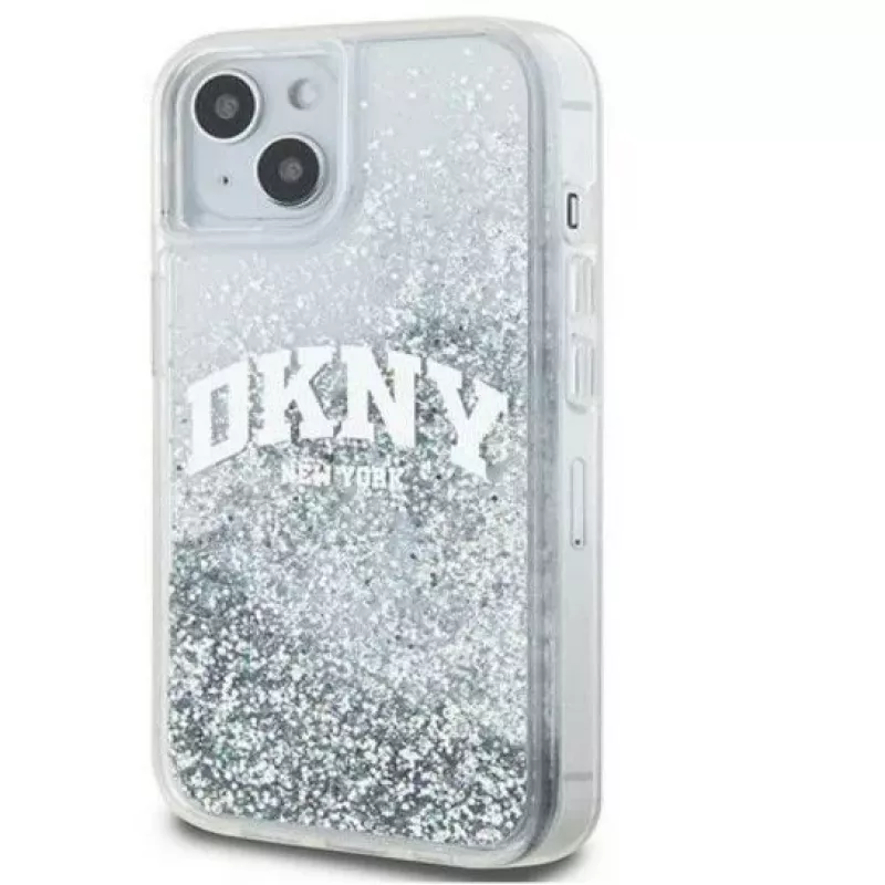 DKNY Apple iPhone 15 Hardcase Liquid Glitter Big Logo zwart