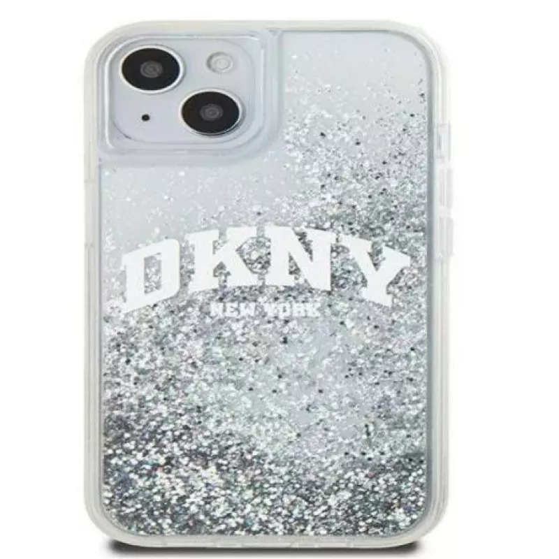 DKNY Apple iPhone 15 Hardcase Liquid Glitter Big Logo zwart