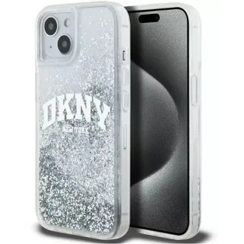 DKNY Apple iPhone 15 Hardcase Liquid Glitter Big Logo zwart
