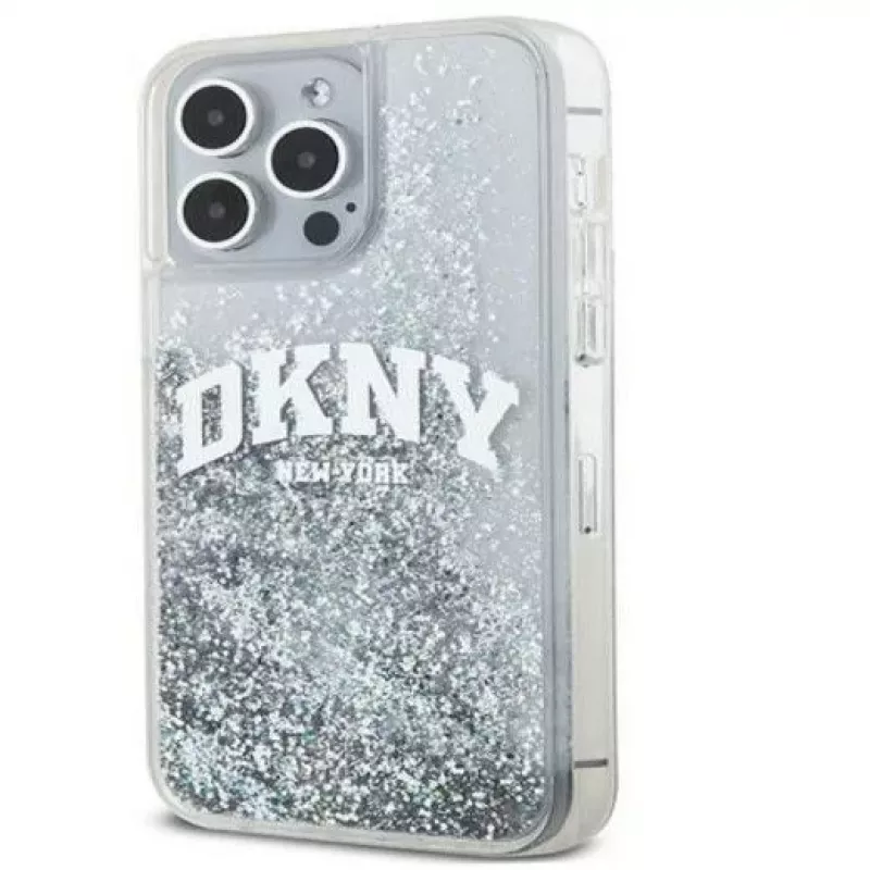 DKNY Apple iPhone 15 Pro 6.1 Hardcase Liquid Glitter Big Logo zwart