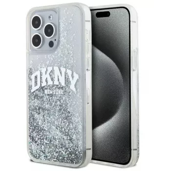 DKNY Apple iPhone 15 Pro 6.1 Hardcase Liquid Glitter Big Logo zwart