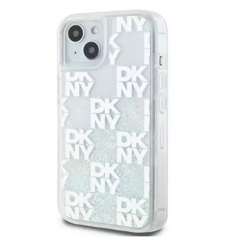 DKNY Apple iPhone 15 Hardcase Liquid Glitter Multilogo wit