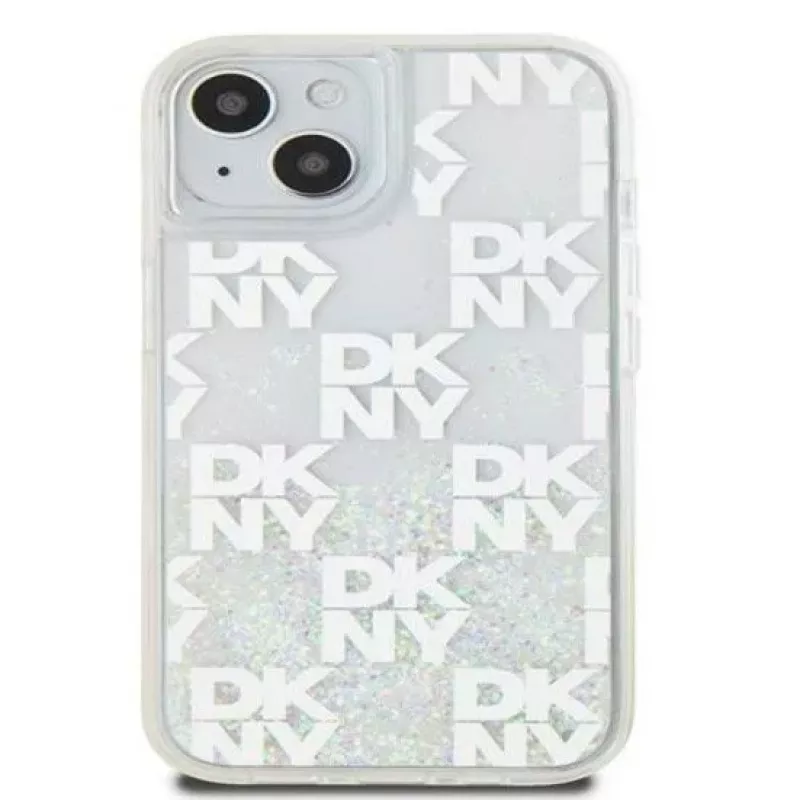 DKNY Apple iPhone 15 Hardcase Liquid Glitter Multilogo wit