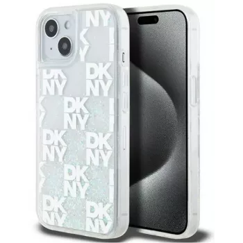 DKNY Apple iPhone 15 Hardcase Liquid Glitter Multilogo wit