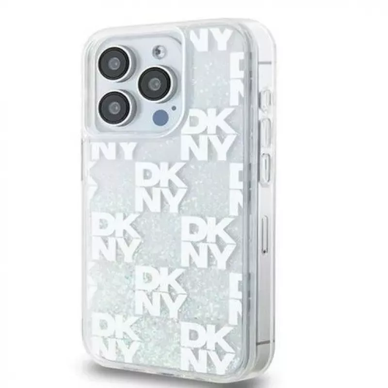 DKNY Apple iPhone 15 Pro 6.1 Hardcase Liquid Glitter Multilogo wit