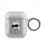 Karl Lagerfeld PU Embossed Karl Head Case voor AirPods 1/2 zilver