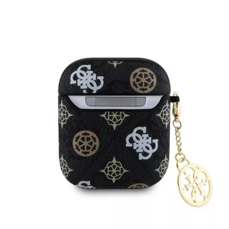 Guess AirPods 1/2 PU 4G Peony Charm case zwart