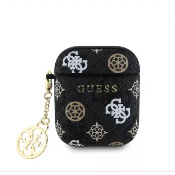 Guess AirPods 1/2 PU 4G Peony Charm case zwart