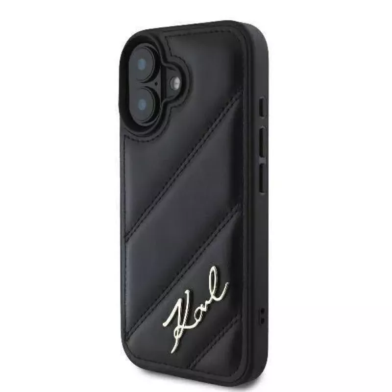 Karl Lagerfeld Hardcase voor iPhone 16, Quilted Signature, zwart