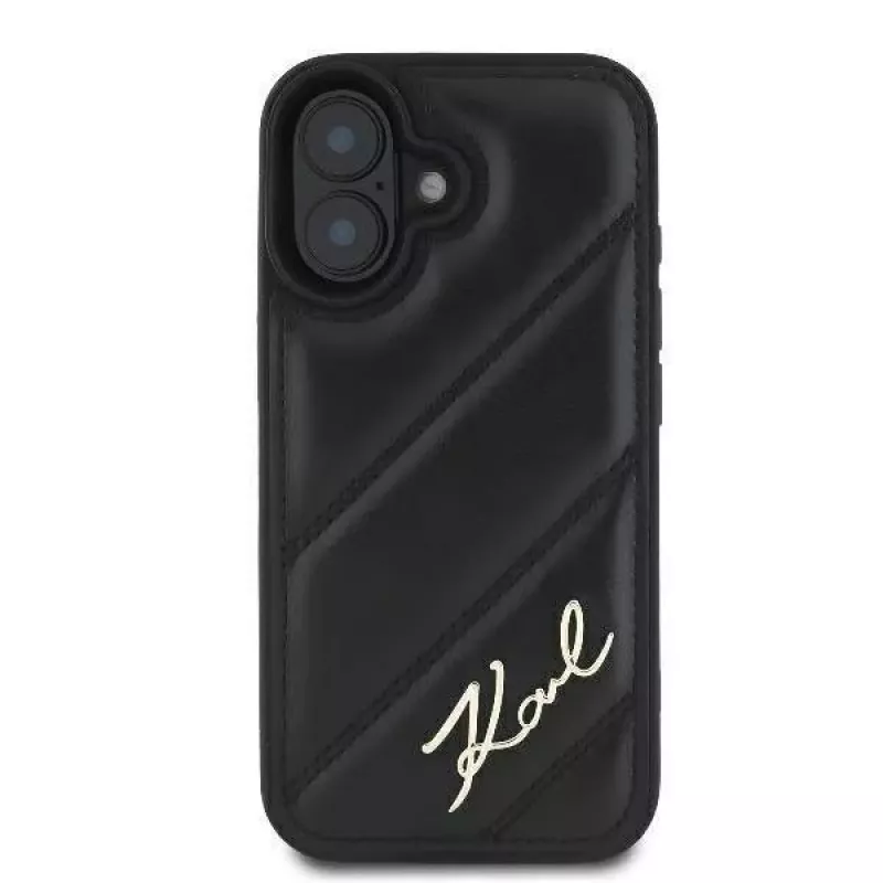 Karl Lagerfeld Hardcase voor iPhone 16, Quilted Signature, zwart