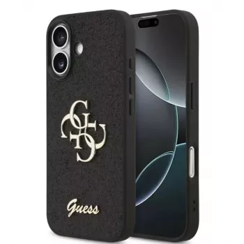 Guess Apple iPhone 17 PU Fixed Glitter 4G Metal Logo case zwart