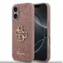 Guess PU Fixed Glitter 4G Metal Logo Hoesje voor iPhone 17, roze