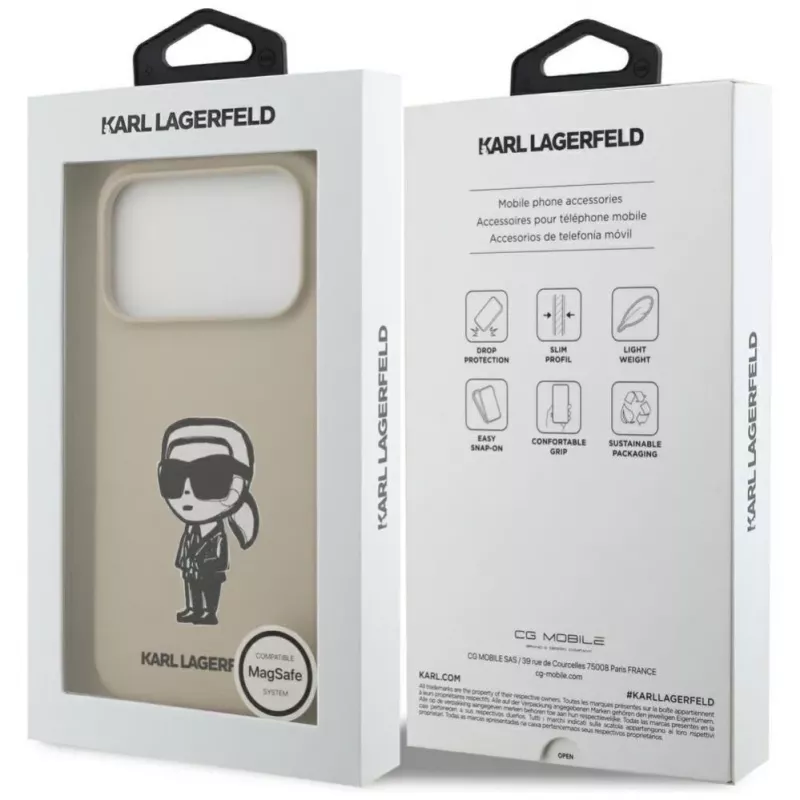 Karl Lagerfeld Apple iPhone 17 Pro siliconenhoes met MagSafe - bruin (KL Sketch & Logo)