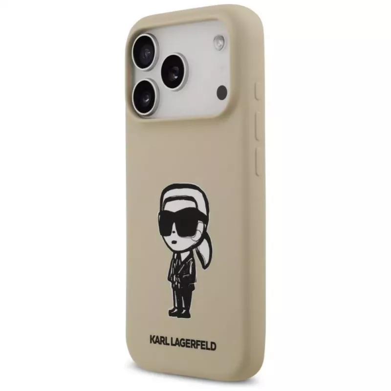 Karl Lagerfeld Apple iPhone 17 Pro siliconenhoes met MagSafe - bruin (KL Sketch & Logo)