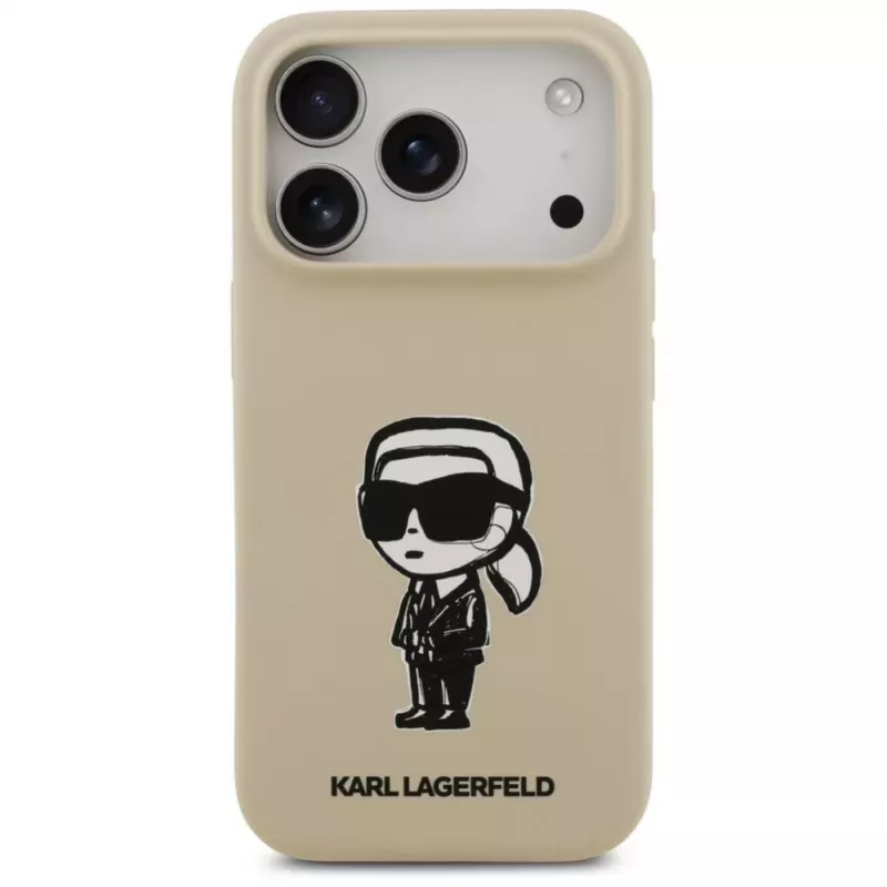 Karl Lagerfeld Apple iPhone 17 Pro siliconenhoes met MagSafe - bruin (KL Sketch & Logo)