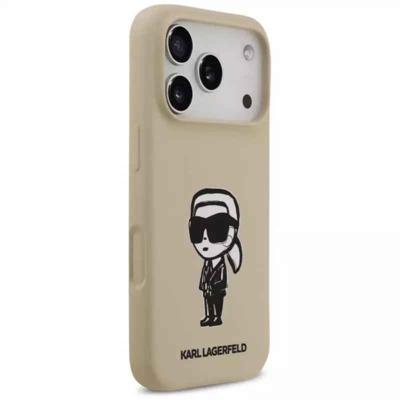 Karl Lagerfeld Apple iPhone 17 Pro siliconenhoes met MagSafe - bruin (KL Sketch & Logo)