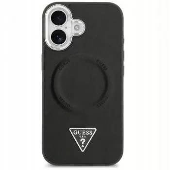 Guess Apple iPhone 17 PU Leder Triangle Logo MagSafe hoes zwart