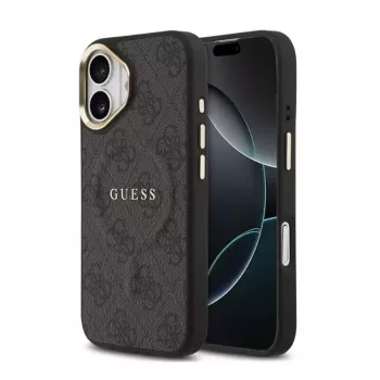 Guess Apple iPhone 17 PU Leder 4G Goldrahmen MagSafe hoes zwart