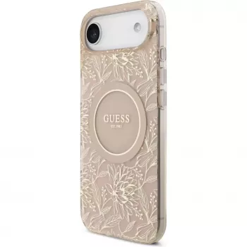 Guess Apple iPhone 17 Air siliconenhoes met MagSafe Flowers Allover met parelband roze