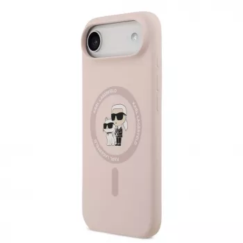 Karl Lagerfeld Liquid Silicone Karl and Choupette MagSafe-hoesje voor iPhone Air, roze