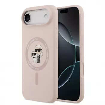 Karl Lagerfeld Liquid Silicone Karl and Choupette MagSafe-hoesje voor iPhone Air, roze