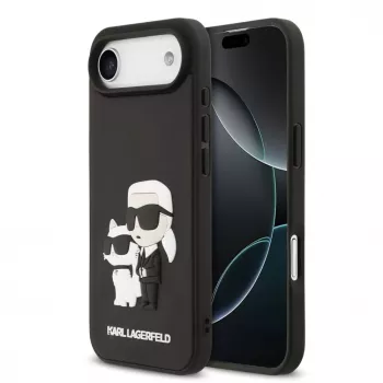 Karl Lagerfeld 3D Rubber Karl and Choupette Hoesje voor iPhone Air, zwart