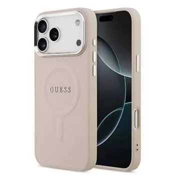 Guess Apple iPhone 17 Pro siliconen hoesje met MagSafe Classic Logo roze