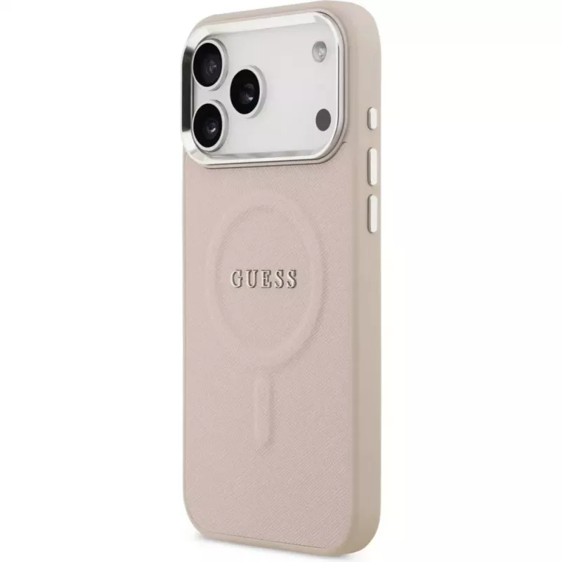 Guess Apple iPhone 17 Pro Max siliconen hoesje met MagSafe Classic Logo roze