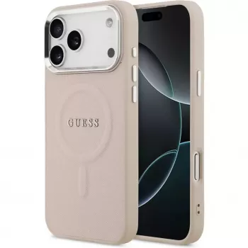 Guess Apple iPhone 17 Pro Max siliconen hoesje met MagSafe Classic Logo roze