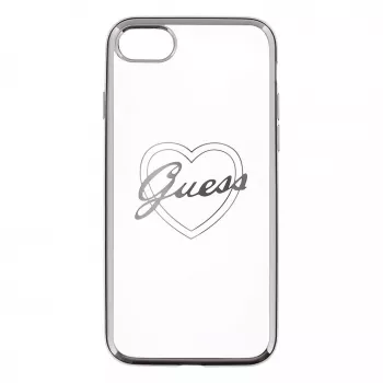 Guess Apple iPhone 7 / 8 Heart TPU-hoesje zilver