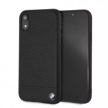 BMW Apple iPhone XR Perforated Leather hardcase zwart