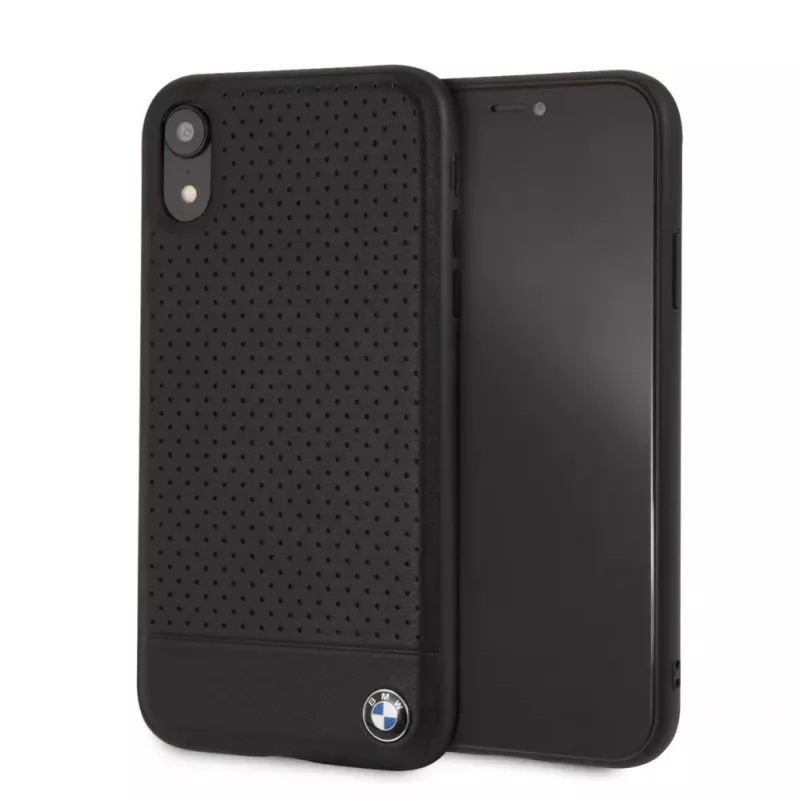 BMW Apple iPhone XR Perforated Leather hardcase zwart