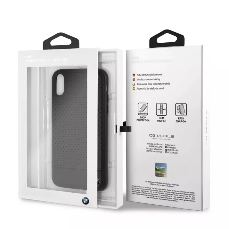 BMW Apple iPhone XR Perforated Leather hardcase zwart