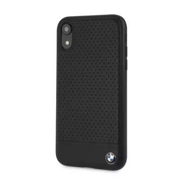 BMW Apple iPhone XR Perforated Leather hardcase zwart
