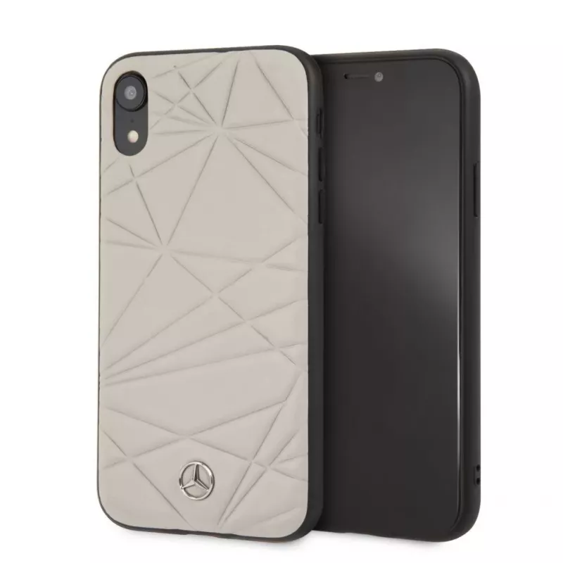 Mercedes-Benz Apple iPhone XR Twister echt leren hardcase grijs