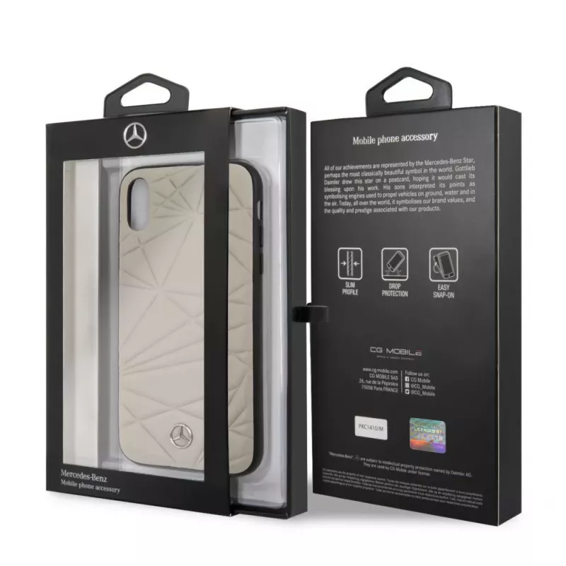 Mercedes-Benz Apple iPhone XR Twister echt leren hardcase grijs