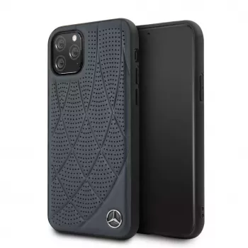 Mercedes-Benz Apple iPhone 11 Pro Quilted echt leren hoesje blauw