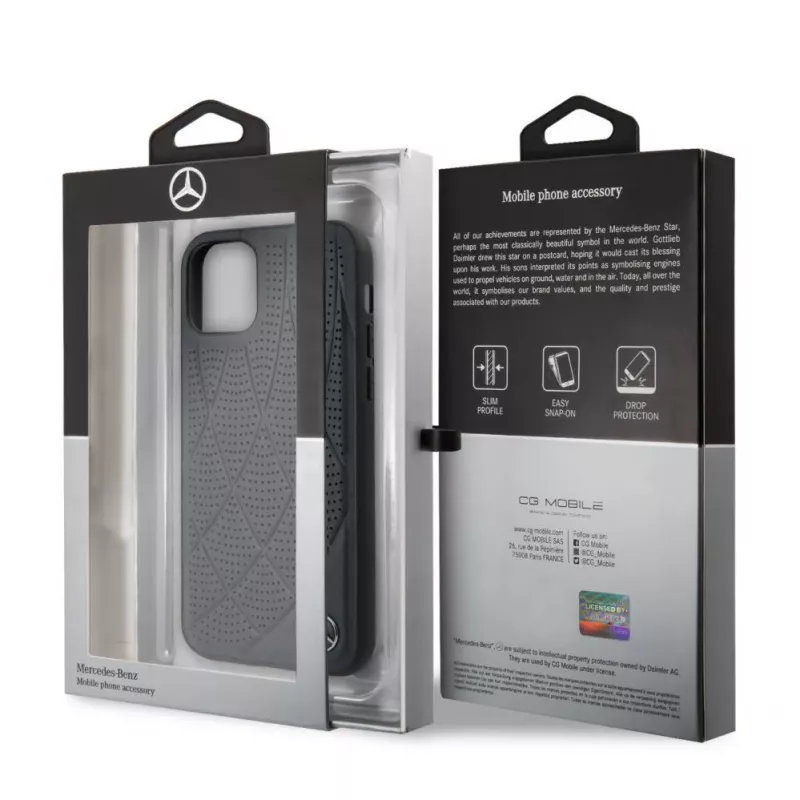 Mercedes-Benz Apple iPhone 11 Pro Quilted echt leren hoesje blauw
