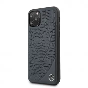 Mercedes-Benz Apple iPhone 11 Pro Quilted echt leren hoesje blauw