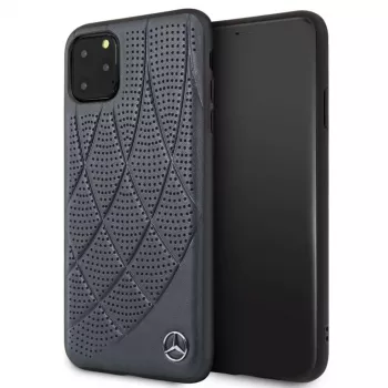 Mercedes-Benz Apple iPhone 11 Pro Max Quilted echt leren back cover blauw