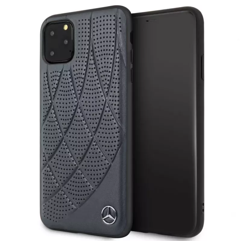 Mercedes-Benz Apple iPhone 11 Pro Max Quilted echt leren back cover blauw