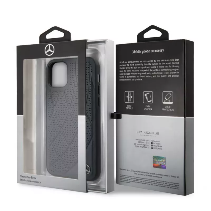 Mercedes-Benz Apple iPhone 11 Quilted echt leren hoesje blauw